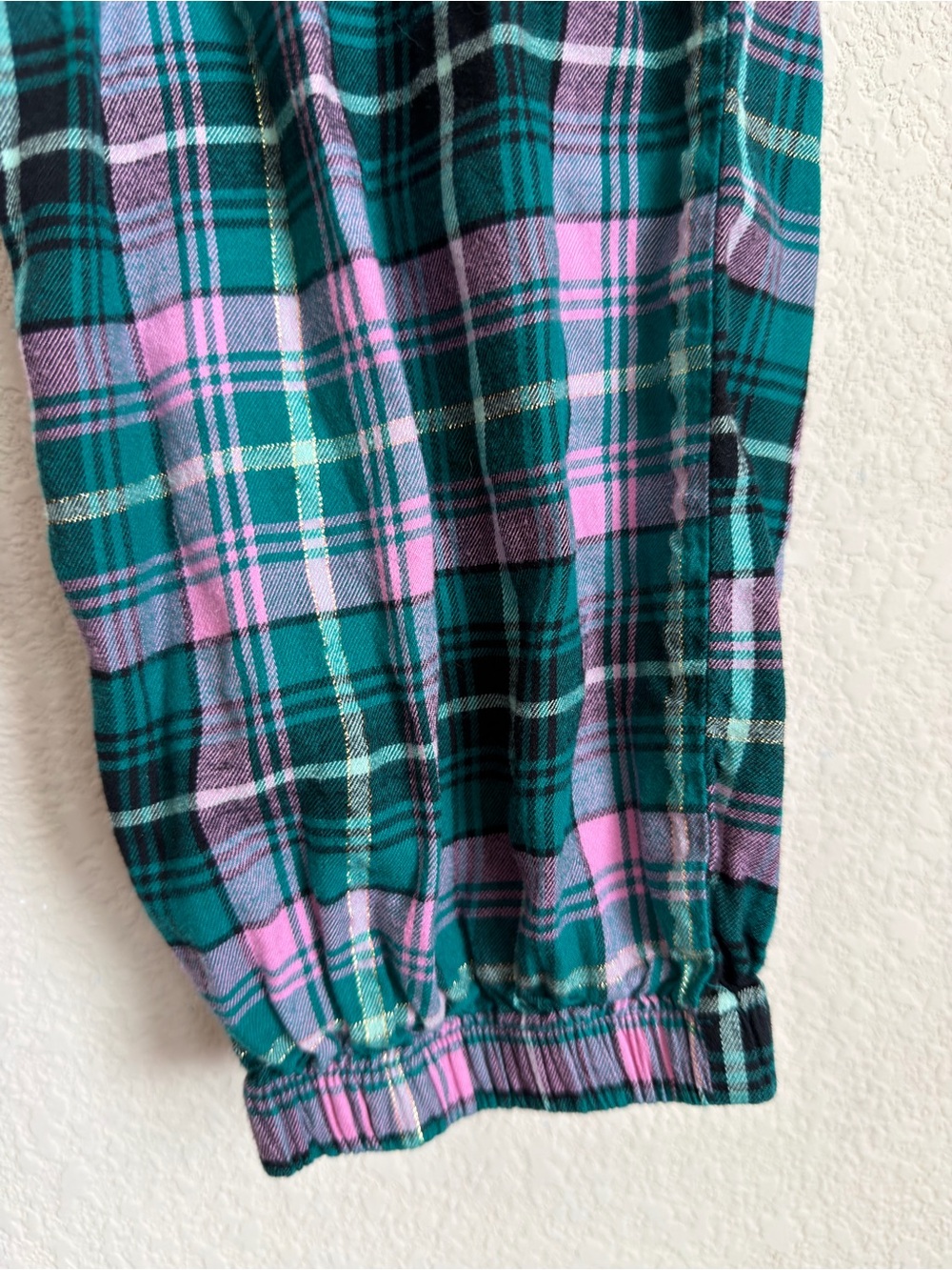 Victoria's Secret Plaid Jogger Lounge Pants XS Green Pink Cotton Modal Soft Cozy - Picture 8 of 11